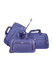Abraj 3 Pieces 2 Wheel Travel Duffle Bag, Royal Blue