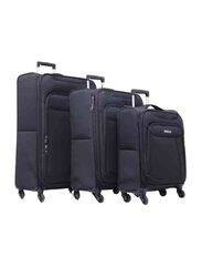 Para John 3-Piece Polyester Soft Trolley Luggage Set, PJTR3117, Black
