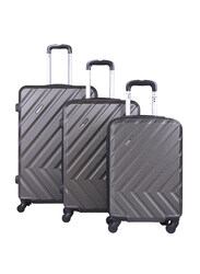 Para John 3 Pieces ABS Luggage Trolley Set, Dark Grey