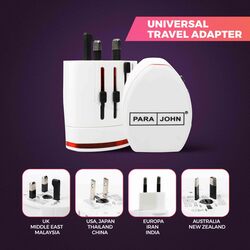 Para John Universal 2 USB Port Travel Adapter, White