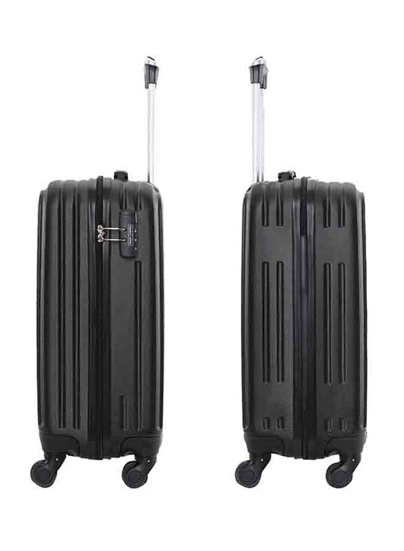 Para John Single Size Large Checked Travel Trolley Luggage Bag, Black