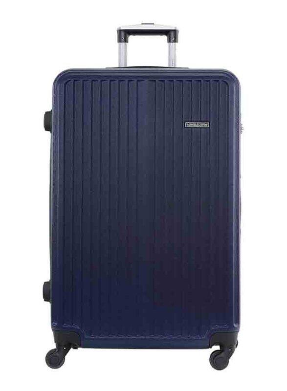 Para John Single Size Large Checked Travel Trolley Luggage Bag, Navy Blue