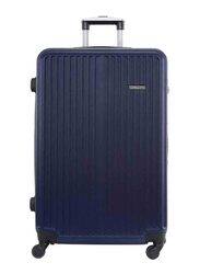 Para John Single Size Large Checked Travel Trolley Luggage Bag, Navy Blue