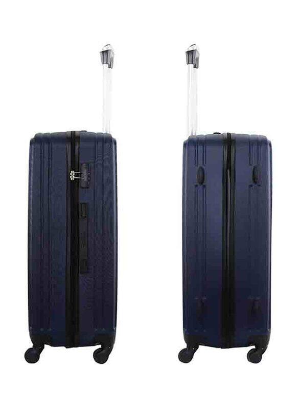 Para John Single Size Large Checked Travel Trolley Luggage Bag, Navy Blue