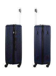 Para John Single Size Large Checked Travel Trolley Luggage Bag, Navy Blue