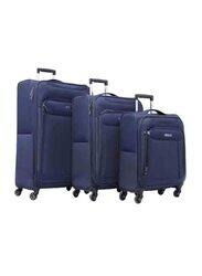 Para John 3-Piece Polyester Soft Trolley Luggage Set, PJTR3117, Navy Blue