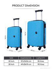 Para John 2-Piece Hardside Travel Trolley Luggage Bag Set, 20/28, Blue