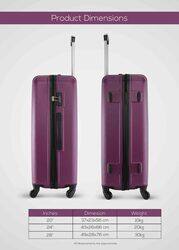 Para John 3 Pieces Lightweight ABS Hard Side Travel Luggage Trolley Bag Set with Lock Unisex, Purple