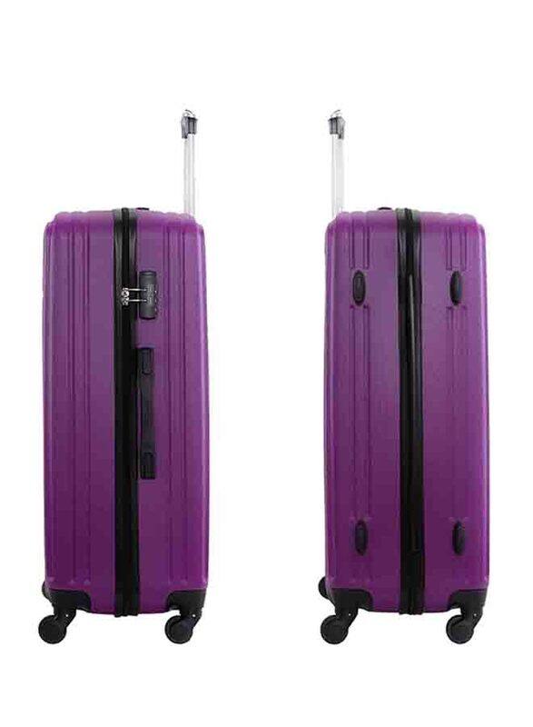 Para John Single Size Large Checked Travel Trolley Luggage Bag, Purple