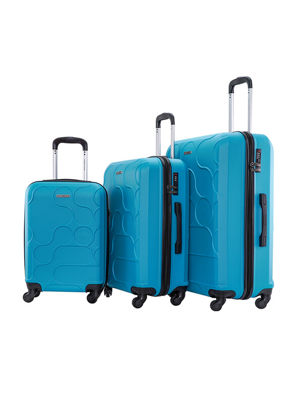 

Para John 3 Pieces Hard Side ABS Luggage Trolley Set, Blue
