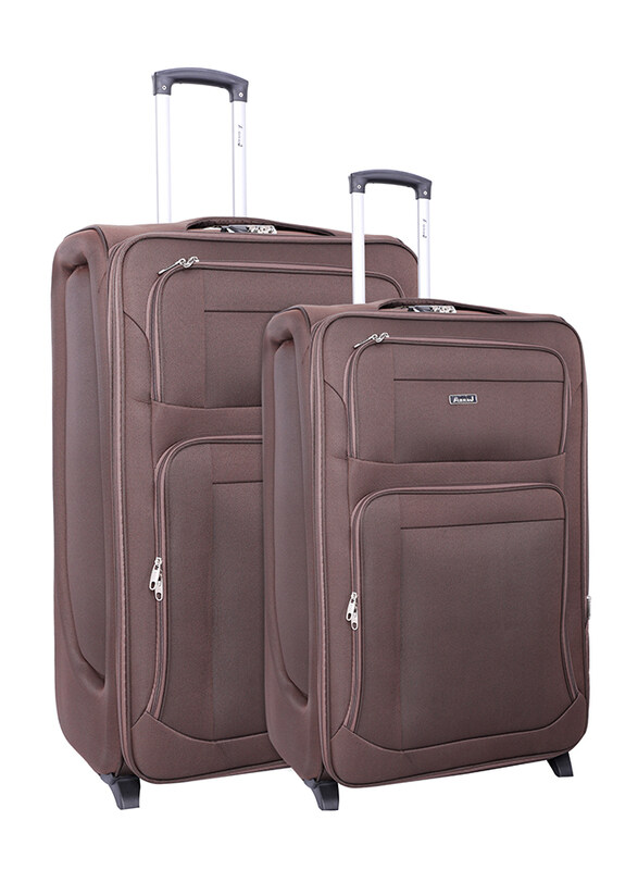 

Abraj 2 Pieces Soft Trolley Luggage Bags Set, Brown