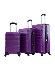 Para John 3 Pieces Lightweight ABS Hard Side Travel Luggage Trolley Bag Set with Lock Unisex, Purple