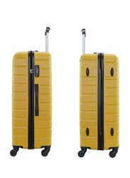 Para John Single Size Large Checked Travel Trolley Luggage Bag, Yellow