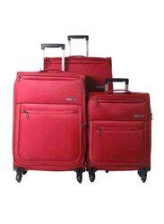 Para John 3-Piece Polyester Soft Trolley Luggage Set, PJTR3116, Red