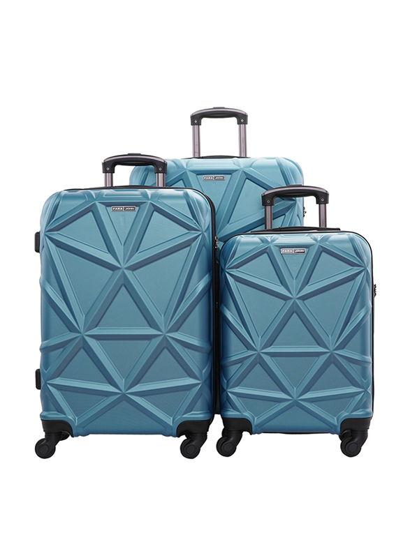 Para John 3 Pieces Hard Side ABS Luggage Trolley Set, Blue
