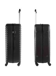 Para John 2-Piece Single Size Large Checked Travel Trolley Luggage Bag Set, Black