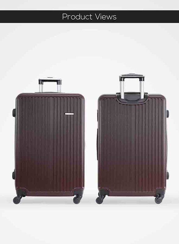 Para John Single Size Large Checked Travel Trolley Luggage Bag, Brown