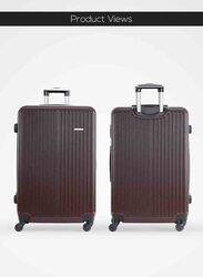 Para John Single Size Large Checked Travel Trolley Luggage Bag, Brown