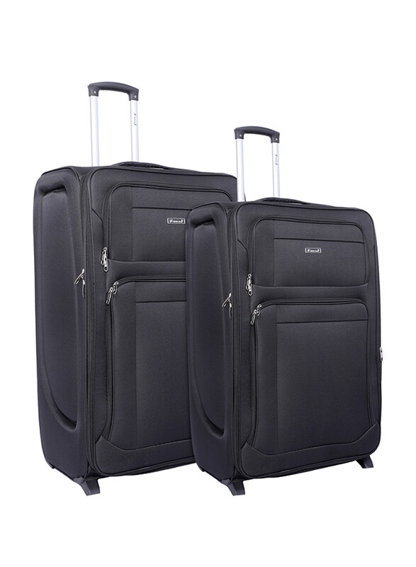 

Abraj 2 Pieces Soft Trolley Luggage Bags Set, Black
