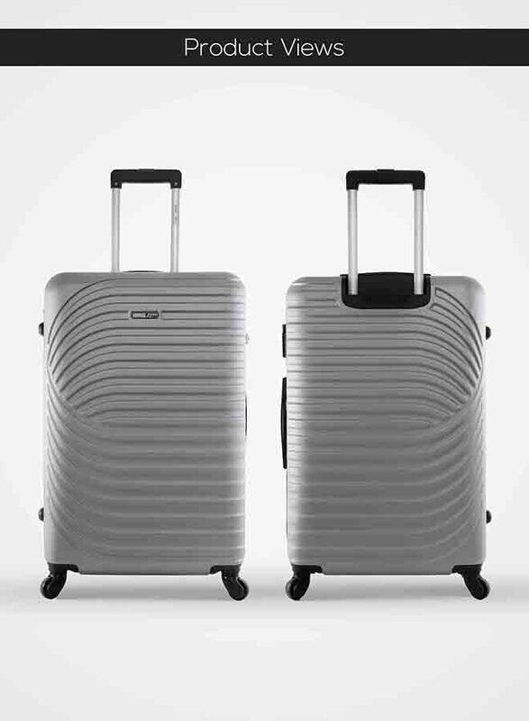 Para John 2-Piece Single Size Large Checked Travel Trolley Luggage Bag Set, Grey