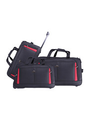 Abraj 3 Pieces 2 Wheel Travel Duffle Bag, Black
