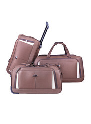 Abraj 3 Pieces 2 Wheel Travel Duffle Bag, Coffee Brown