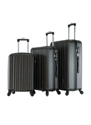 Para John 3 Pieces Lightweight ABS Hard Side Travel Luggage Trolley Bag Set with Lock Unisex, Dark Grey