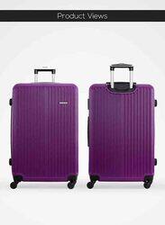 Para John Single Size Large Checked Travel Trolley Luggage Bag, Purple