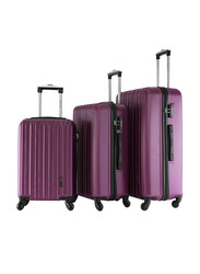 Para John 3 Pieces Lightweight ABS Hard Side Travel Luggage Trolley Bag Set with Lock Unisex, Purple