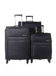 Para John 3-Piece Polyester Soft Trolley Luggage Set, PJTR3116, Black