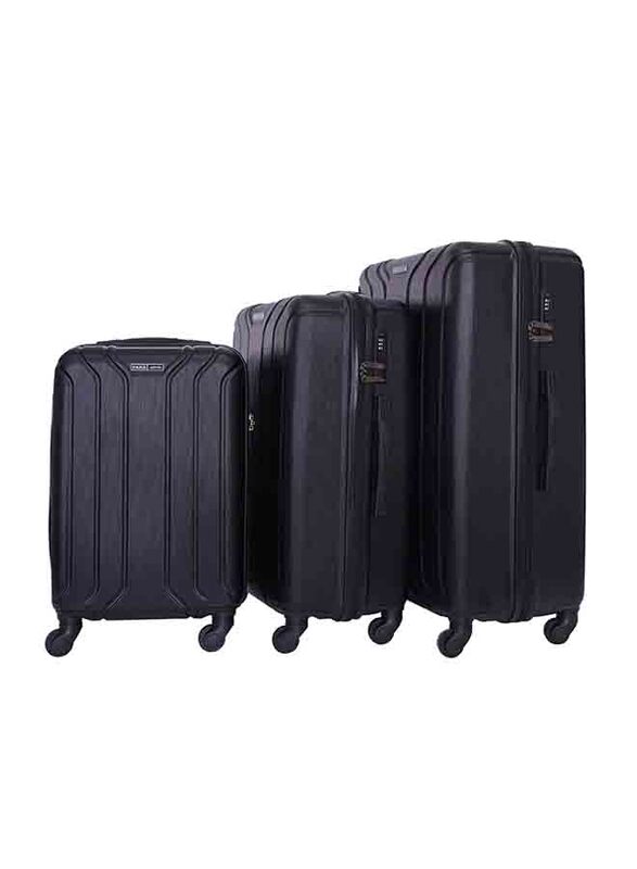 Para John 3 Piece Hard Side ABS Trolley Luggage Bag Set 20 24 28 Inch Black DubaiStore Dubai