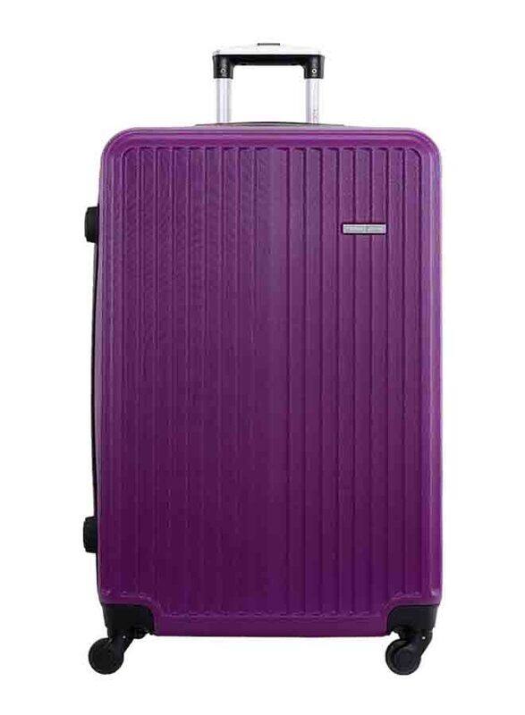 Para John Single Size Large Checked Travel Trolley Luggage Bag, Purple