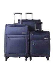 Para John 3-Piece Polyester Soft Trolley Luggage Set, PJTR3116, Blue