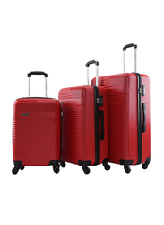 Para John 3 Pieces Lightweight ABS Hard Side Travel Luggage Trolley Bag Set with Lock Unisex, Red