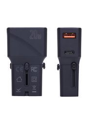 Para John Universal 1 USB Port Travel Adapter, Black