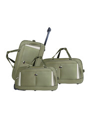 Abraj 3 Pieces 2 Wheel Travel Duffle Bag, Army Green
