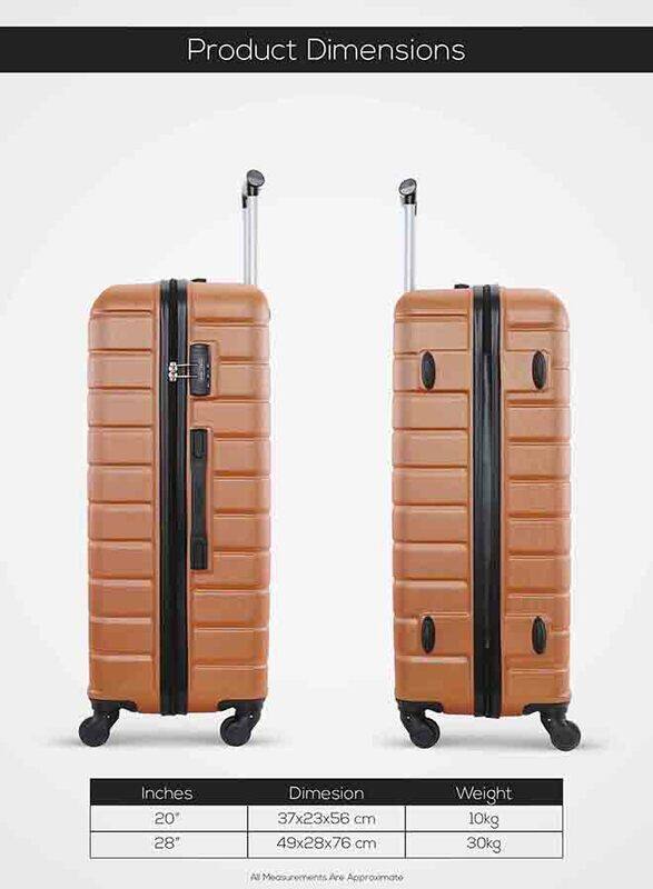 Para John 2-Piece Travel Trolley Luggage Bag Set, Rose Gold