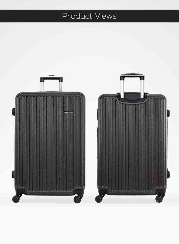 Para John Single Size Large Checked Travel Trolley Luggage Bag, Grey