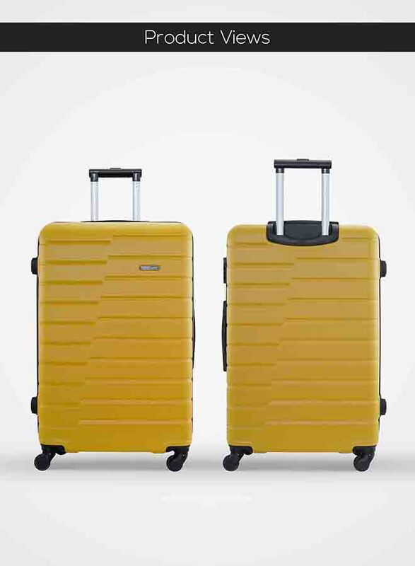 Para John Single Size Large Checked Travel Trolley Luggage Bag, Yellow