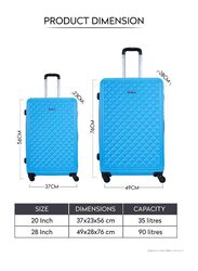 Para John 2-Piece Hardside Travel Trolley Luggage Bag Set, 20/28, Blue