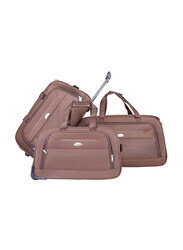 Abraj 3 Pieces 2 Wheel Travel Duffle Bag, Brown