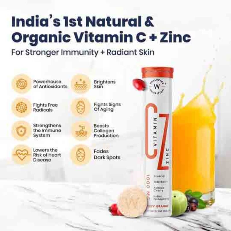 Wellbeing Nutrition Organic Vitamin C + Zinc, 16 Effervescent Tablets
