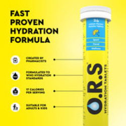 Ors Hydration Tablets With Electrolytes, Vegan, Gluten And Lactose Free Formula - Natural Lemon Flavour 24'S