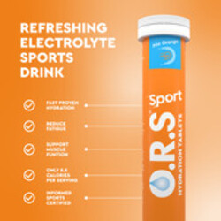 Ors Hydration Tablets With Electrolytes, Vegan, Gluten And Lactose Free Formula - Natural Orange Flavour 20'S