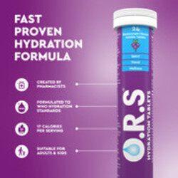 Ors Hydration Tablets With Electrolytes, Vegan, Gluten And Lactose Free Formula - Black Currant Flavour 24'S