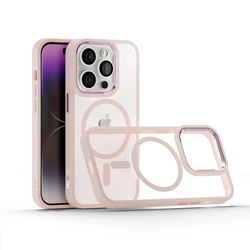 BLEAWS Magnetic Protective Case 360 Protection Clear Case Hard PC with Built-in Strong Magnets Compatible with MagSafe Designed for iPhone 14 Pro 6.1 inch (Pink)