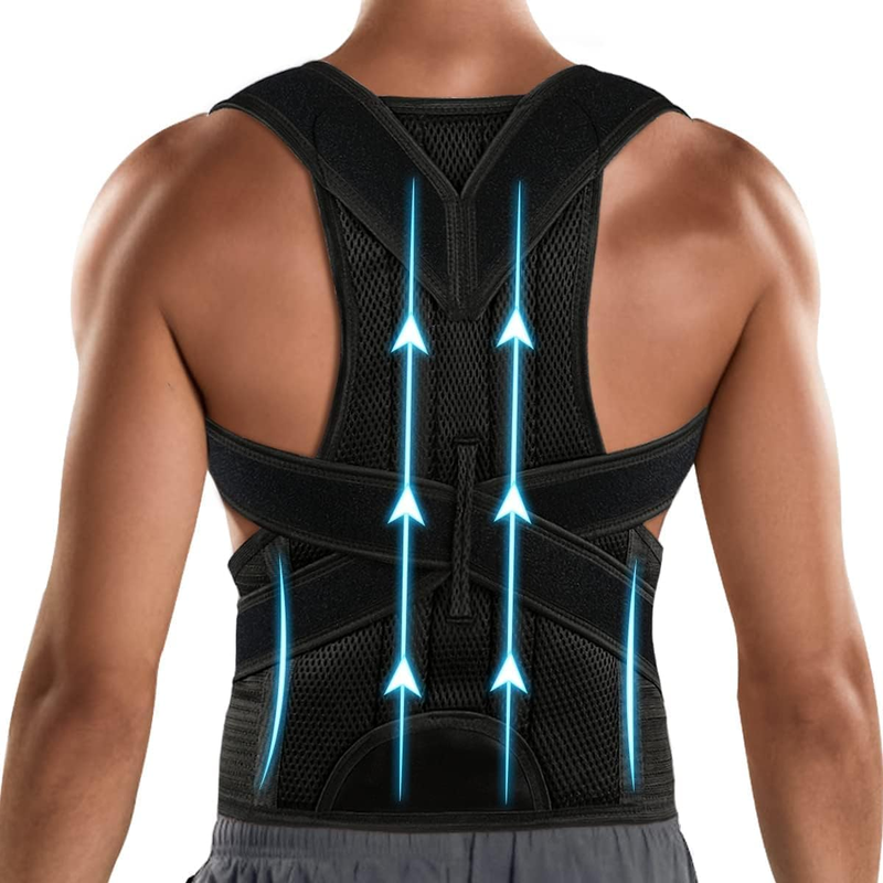 Posture Aligner Shoulder Support Adjustable Back Pain Corrector Brace Belt , Size - Universal