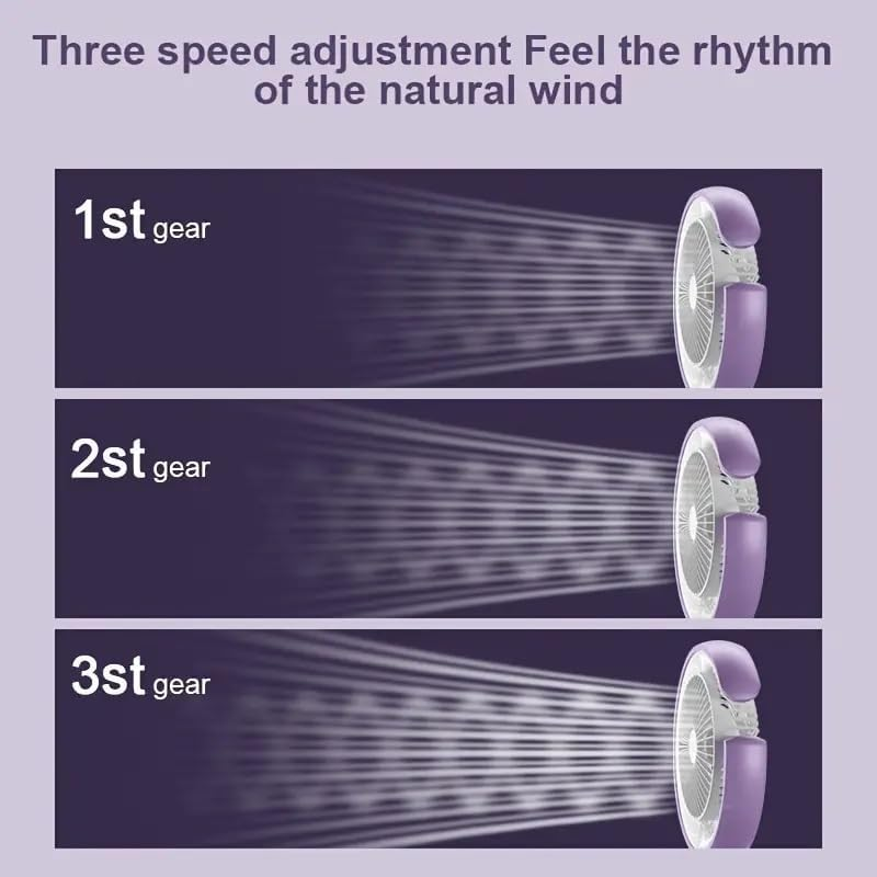 Cooling Mini Fan LED Lights Vertical 180° Horizontal 90° Rotation Silent Desk Fan Lamp Fan Desktop Personal Fan for Travel Table - White