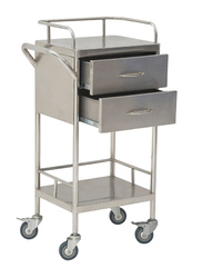 Nursing Trolleys with 2 Drawer and 1 Shelf, Silver