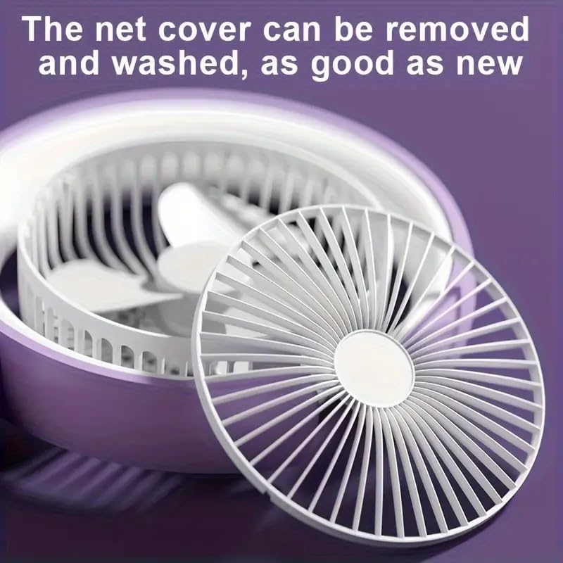 Cooling Mini Fan LED Lights Vertical 180° Horizontal 90° Rotation Silent Desk Fan Lamp Fan Desktop Personal Fan for Travel Table - White
